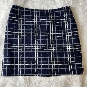 BANANA REPUBLIC, Plaid Navy White Teal Skirt, Sz 6